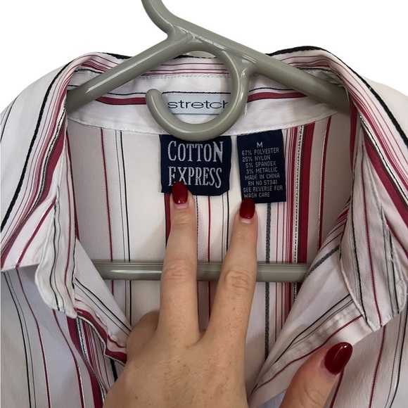 Y2K Ruched Striped Blouse M - Picture 2 of 3